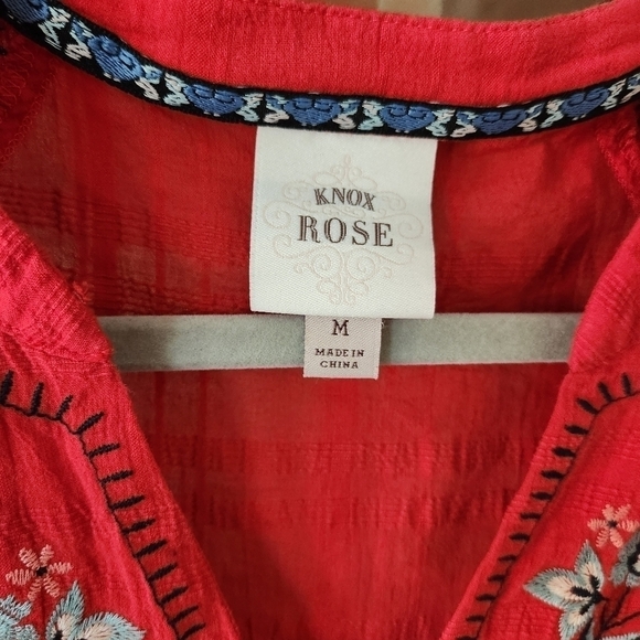 RED Bohemian 100% Cotton Ruffle Sleeved V Neck Dress. SIZE Medium - Picture 7 of 12